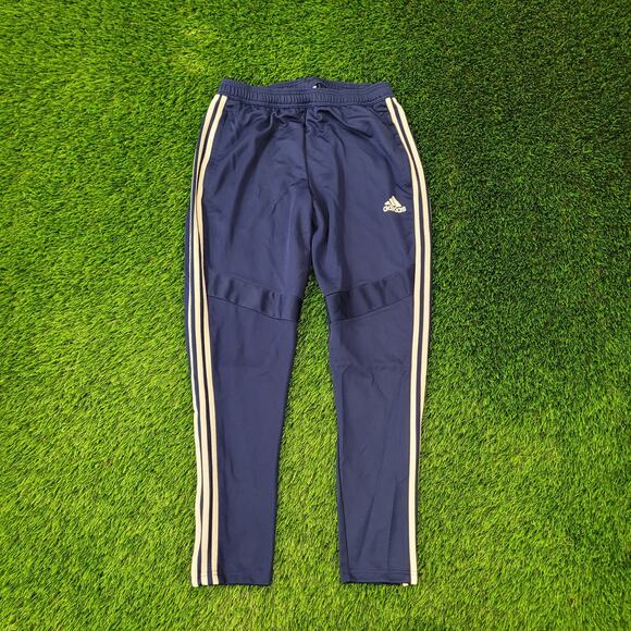 ADIDAS Track Pants M/L Blue White Trim Polyester Clima-Cool - Picture 1 of 16